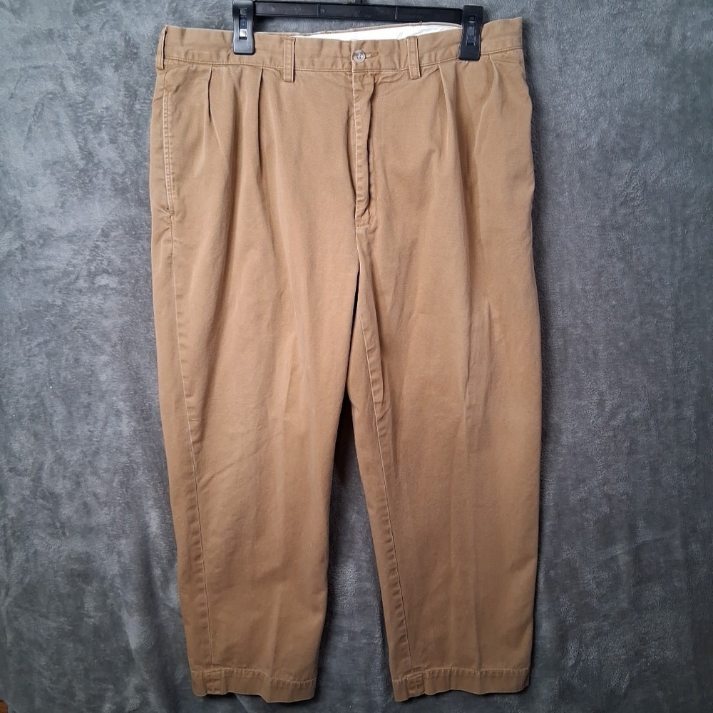 Polo Ralph Lauren Andrew Pants Mens Size 36x29 Straight Leg Brown Cream Casual